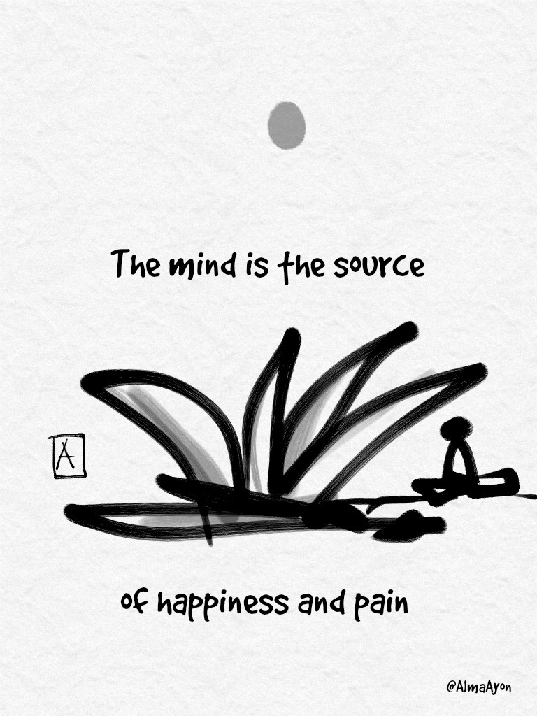Is the mind or is the world the source of happiness and pain?